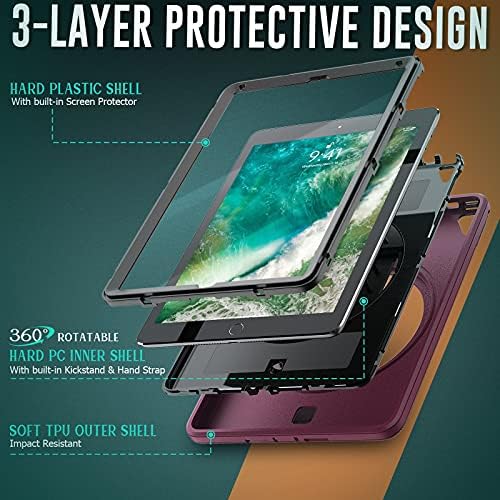 Kućište tableta, zaštitni poklopac, poklopac tableta tableta kompatibilan s iPadom 9.7 Pro/iPad Air 2, Tri u jednom teškim udarcima,
