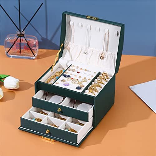 Kutija za nakit 3-slojna višenamjenska putna prijenosna zaključana kutija za pohranu nakita prsten naušnice ogrlica organizator pribor