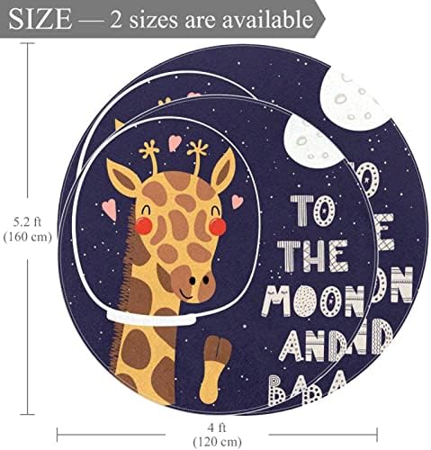 Llnsupply djeca prostirka 5 ft Veliki okrugli prostor prostirki za djevojčice Dječaci Baby - smiješni astronuar jeleni do Mjeseca i