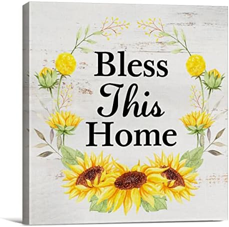 Lameila Farmhouse Blagoslovi ovaj kućni znak zidne umjetničke tiskane plakate platno slikanje suncokretovog vijenaca proljeće tiska