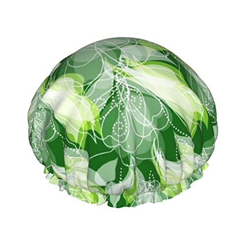 Zeleni list s tiskanom kapicom za tuširanje dvostruko vodootporni kaputa za kupanje elastična kapu za kosu za višekratnu upotrebu za