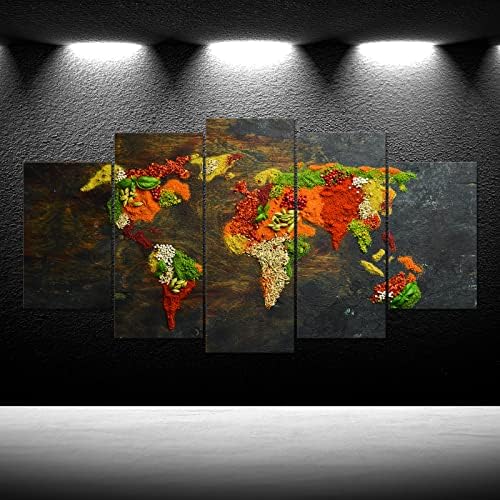 Iknow foto velikih 5 komada platna zidna umjetnost svijeta mapa začine i začini otisci slika umjetnička djela GALEE PRINT GALERIJA