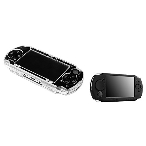 Inten Clear Clip na kristalnom tvrdom kućištu + crni meka silikonska kućica kože kompatibilno sa Sony PSP 2000 3000