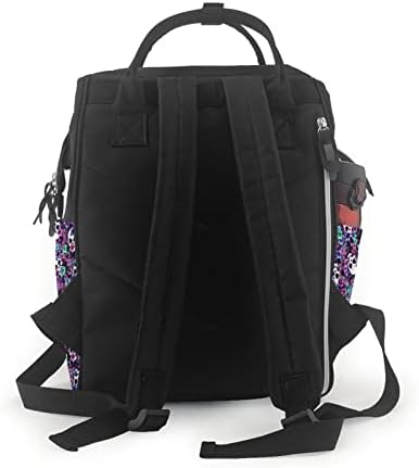 Pelena za promjenu ruksaka za mamu purpurne cvjetove-spulls-halloween putničke vrećice s pelenama na stražnjoj strani pakiranja