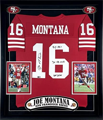 Joe Montana Autogram San Francisco 49ers Jersey upisani SB MVP, HOF uokviren - Autografirani NFL dresovi