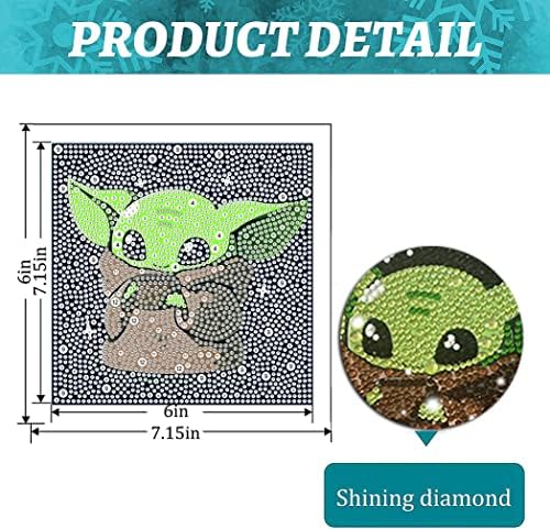 Dijamantni Setovi za crtanje za djecu, 5-inčna crtana dijamantna umjetnost s drvenim okvirom, dijamantna točka s punim bušenjem za