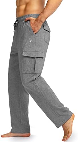 Pudolla muške pamučne trenirke s teretnim džepovima otvorene donje joga hlače za muškarce dnevne hlače za atletsku vježbu casual