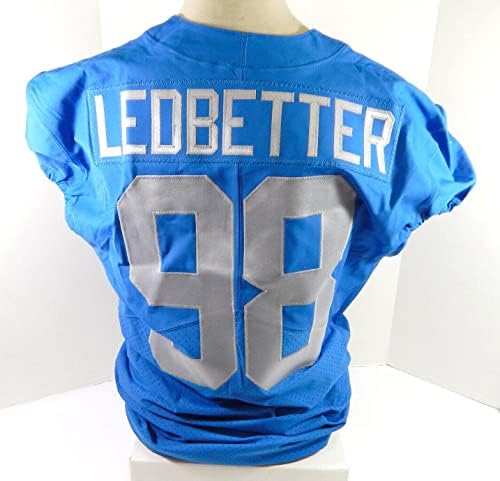 2017 Detroit Lions Jeremiah Ledbetter 98 Igra izdana Blue Jersey Dan zahvalnosti 1 - Nepotpisana NFL igra korištena dresova